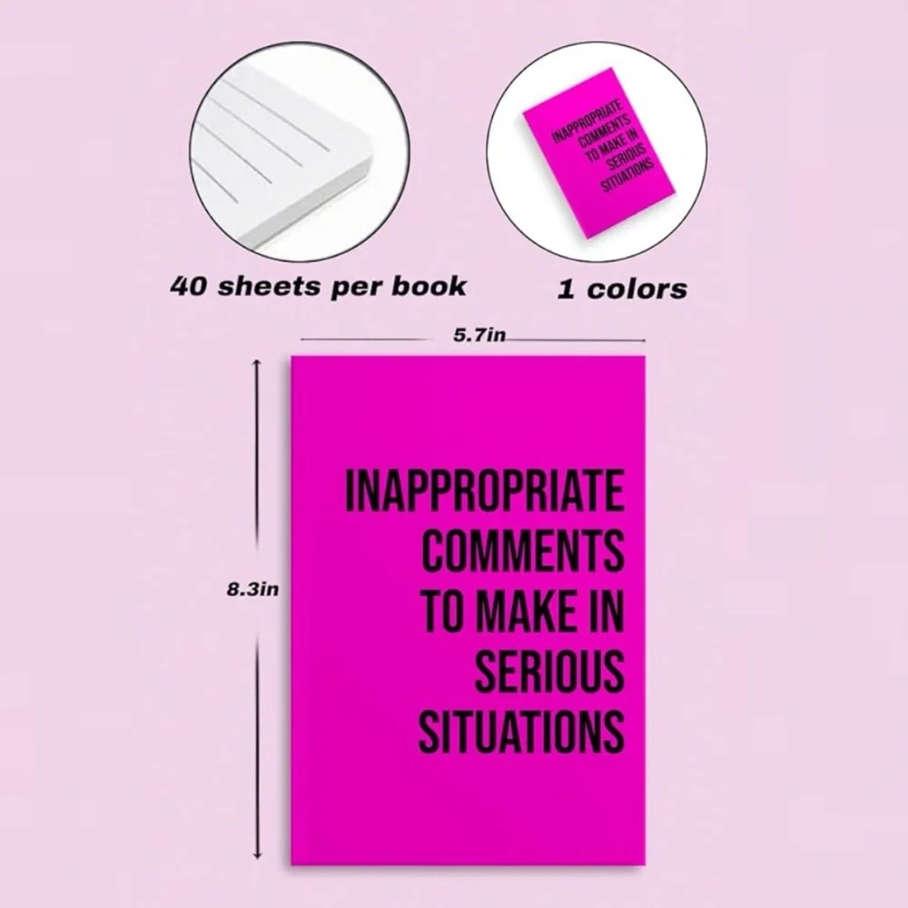 💞 New Bright Fuchsia Pink Inappropriate Comments Funny Journal Notebook